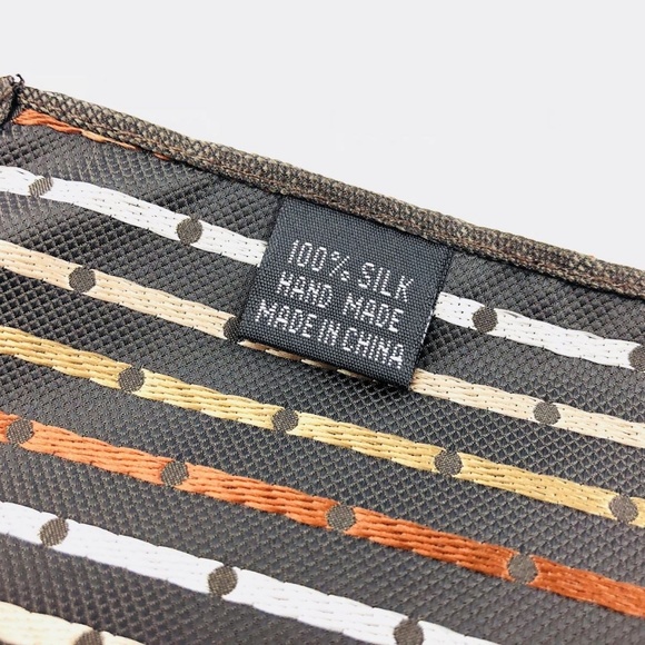 Pocket Square 100% Silk Brown/Orange Dot Pattern - Picture 2 of 5